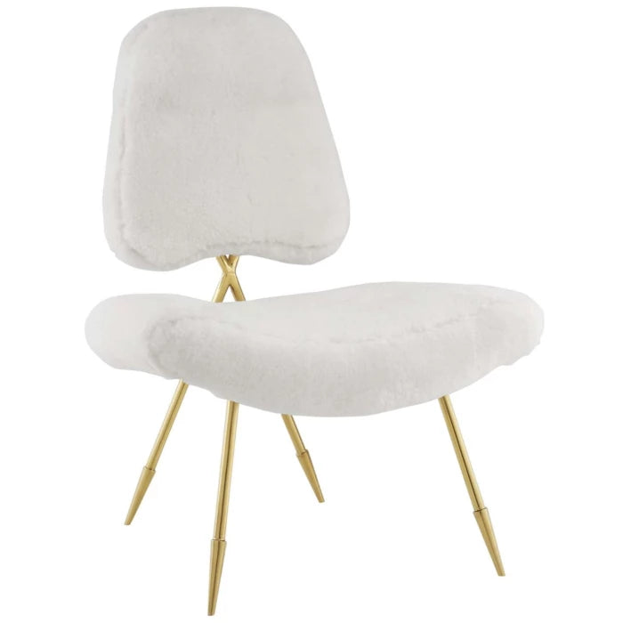 Modway Ponder Upholstered Sheepskin Fur Lounge Chair